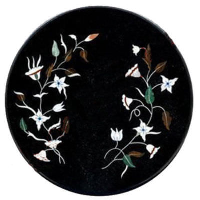 12'' marble corner Table Top Pietra Dura floral art Home Garden decorative