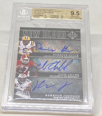 2018 New Blood RC ROOKIE Nick Chubb Guice Johnson Auto SP /25 POP 2 BGS 9.5/10