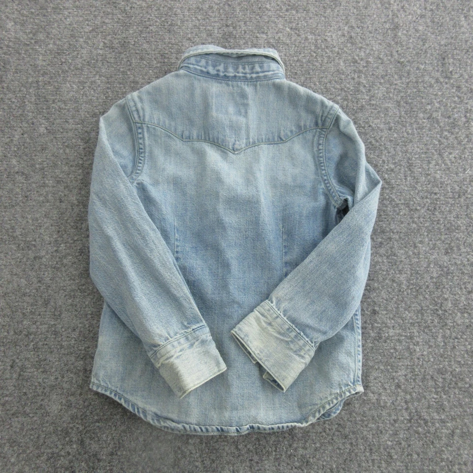 Polo Ralph Lauren Shirt Girls 3T Light Wash Denim Western Snap Front Cotton - Image 3 of 4