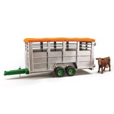 Bruder 1/16 Livestock Trailer Vehicle with 1 Cow, Brown/Black, One Size 02227