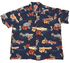 RJC Hawaiian Shirt Men's 2XL Made In USA Hawaii Islands Blues Aloha