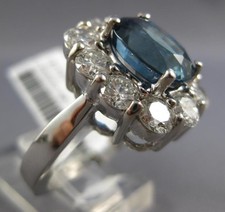 LARGE 6.67CT DIAMOND & AAA KASHMIR SAPPHIRE 18KT WHITE GOLD OVAL ENGAGEMENT RING