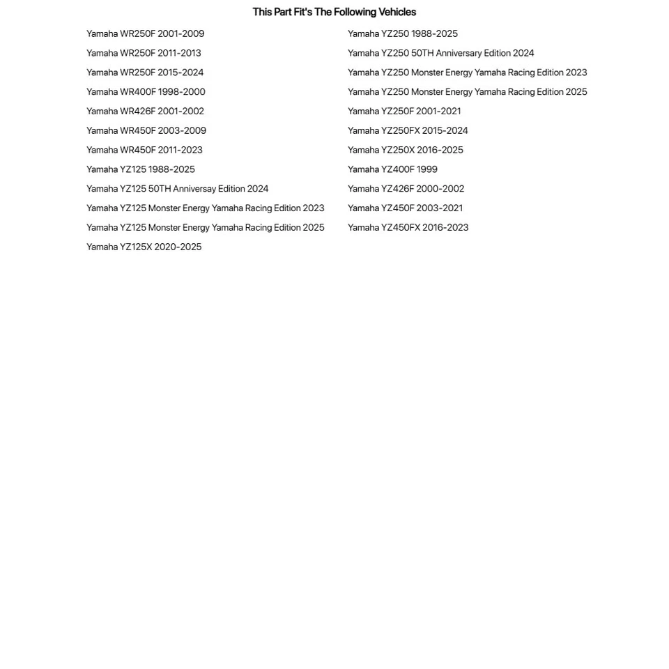 Kit de radios para motocicleta Tusk - radios traseros plateados de 18"/petina plateada para Yamaha YZ250 Foto 2 de 4