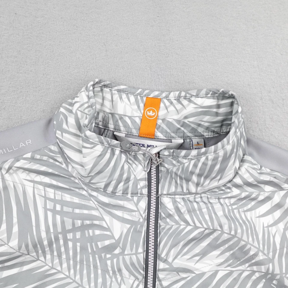 Chaleco Peter Millar Para Hombre Grande Gris Blanco Fusible Elite Golf Cremallera Completa Resistente al Viento Foto 2 de 4