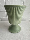Floraline 474 McCoy Pottery Vintage Green Ribbed 7.25" Pedestal Planter Vase MCM