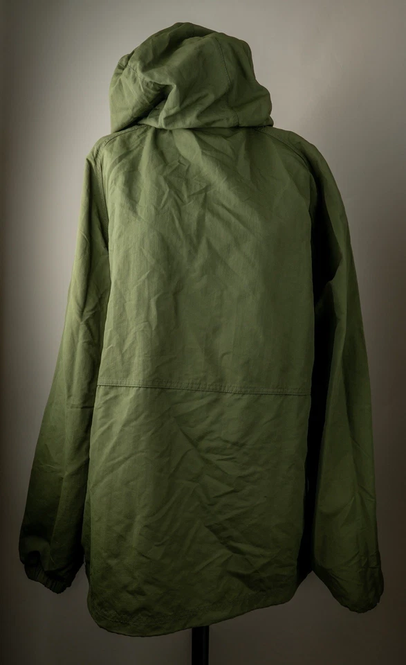 L.L.Bean Hombre L Pullover Anorak Chaqueta, Verde Media Cremallera, Capucha, Bolsillo Canguro Foto 2 de 3