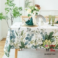 Summer Spring Tablecloth Waterproof, Stain 84" x 60" Rectangular Eucalyptus