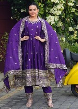 Women's Faux Georgette Readymade Salwar Kameez Heavy Embroidery Work Suit