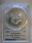 2016 $1 American Silver Eagle PCGS MS70  -- First Strike 30th Anniversary