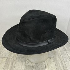 Vintage Henschel Hat Co. suede pig leather cowboy hat black size medium Western
