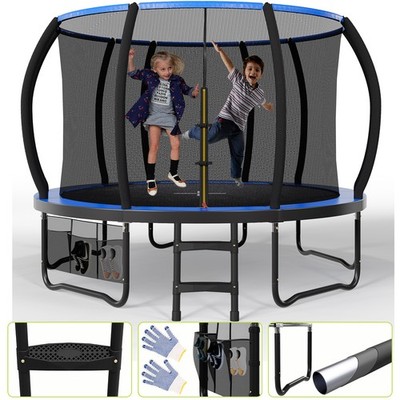 Gunji Outdoor Trampoline Fuer Kinder Gartentrampolin  Mit Netz Leiter 228-427cm