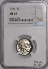1936 Buffalo Nickel NGC MS-65; Flashy Premium Quality