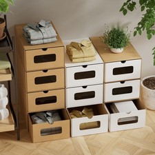 10X Schuhboxen Stapelbare Stapelbar mit Schub...