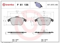 Brembo Bremsbelagsatz, Scheibenbremse Vorderachse U.A. FüR Ds, Peugeot