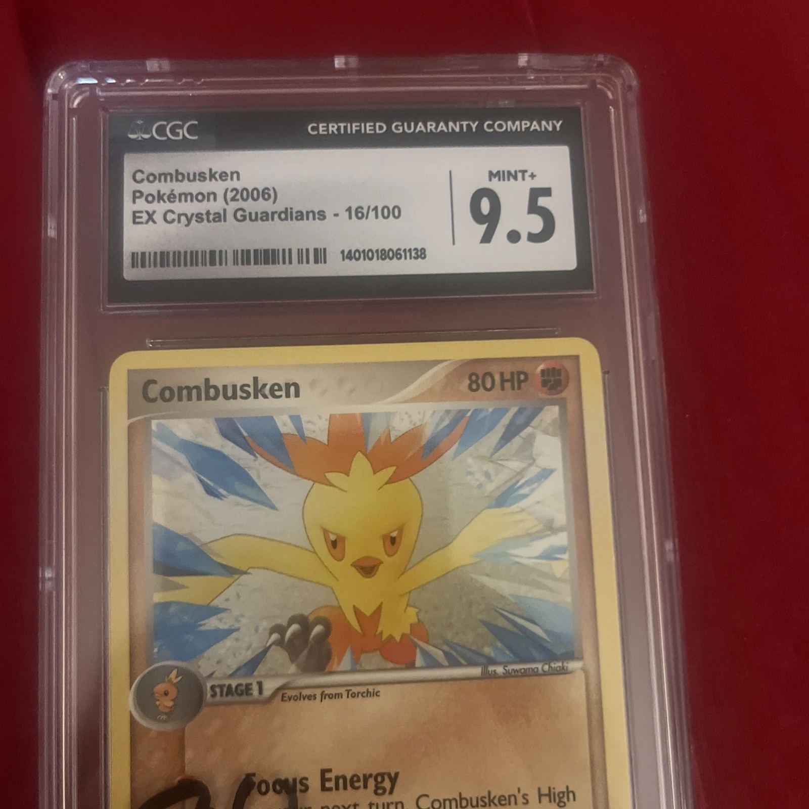 COMBUSKEN CGC 9.5 MINT+  EX Crystal Guardians 16/100 Pokemon