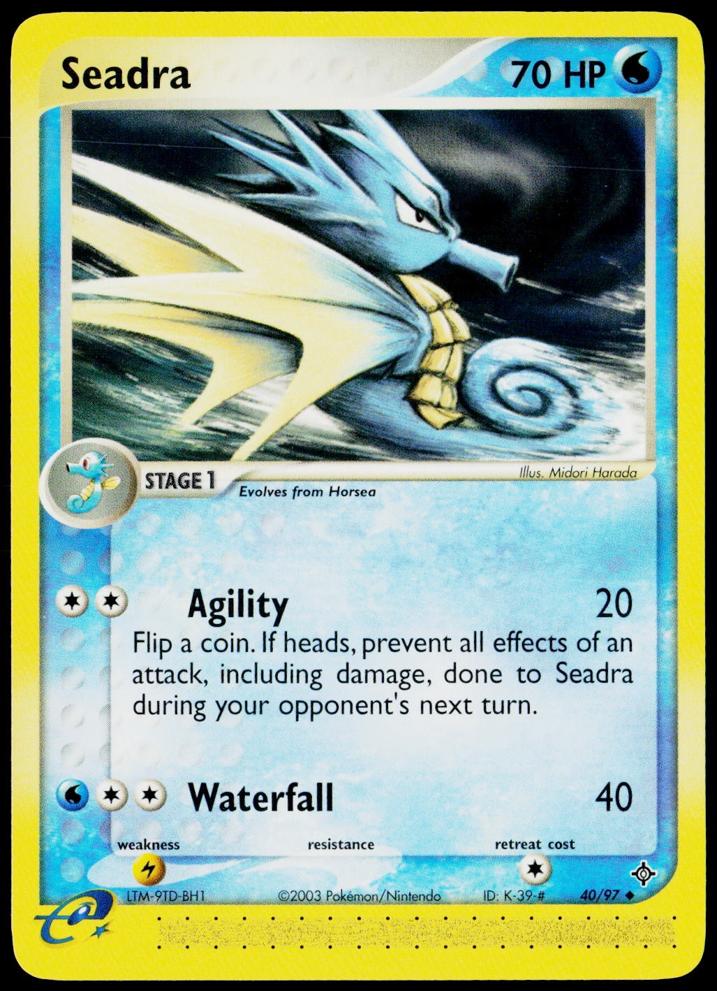 Seadra 40/97 Uncommon Dragon Pokemon Lightly Played