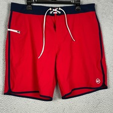 Vineyard Vines Board Shorts Men 36 Red Navy Blue Surfing Performance Stretch EUC