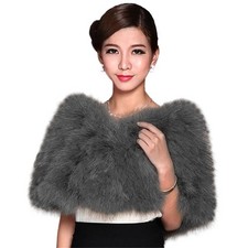 Wedding Shawl Fur Stole Bridal Ostrich Feather Luxurious Solid Cape Women Wrap