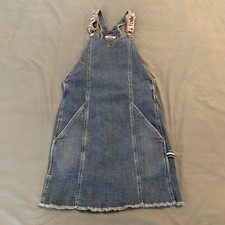 Tommy Hilfiger Denim Overall Dress Womens XXS Blue Jean Pinafore Mini Raw Hem