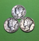 1943 P-D-S  Mercury Head Dimes - 90% Silver    ++++FREE SHIPPING ++++. (GL#3)