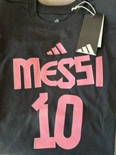 Boys Lionel Messi adidas soccer shirt black and pink size small 9-10 y