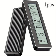 Aluminum M.2 SSD Enclosure - LCD Display, USB 3.2 10Gbps,Supports NVMe/SATA SSDs