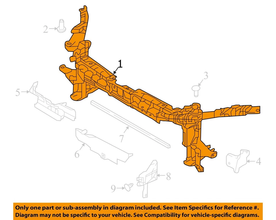 (ТОЛЬКО МЕСТНЫЙ ПИКАП) Основная поддержка радиатора подходит для 17-19 INFINITI QX30 2052754 - Изображение 3 из 4
