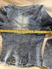 Anna-Kaci Women's Blue Denim Jacket Rhinestone Open Front Pockets S/M — photo 5