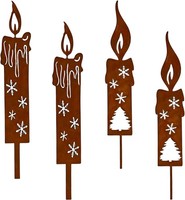 Deko Kerzen Gartenstecker 4Er Set Rost Edelrost Weihnachtsdeko Wetterfest