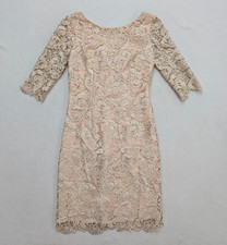 Eliza J Women's Dress Size 2 Champagne Beige Pink Lace Sheath