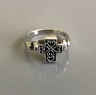 Vintage 925 Silver Spinner Flip Reversible Ring Cross Filigree Hearts Size 8