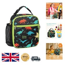 Insulated Dinosaur Lunch Bag for Kids - Portable School Cooler with Water Holder