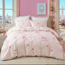 Twin Size Duvet Cover Sets,100 Cotton Pink Bow Cute Bedding Set for Girls 3 ...