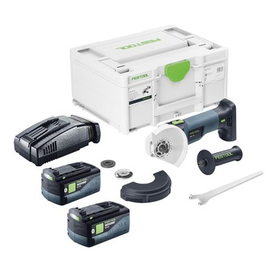 Festool AGC 18-125 EB-Basic Winkelschleifer 18 V 125 mm + 2x Akku 5,0 Ah + Lader