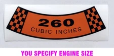 Ford 260 Mustang Falcon Ranchero Air Cleaner sticker decal * ANY ENGINE SIZE *