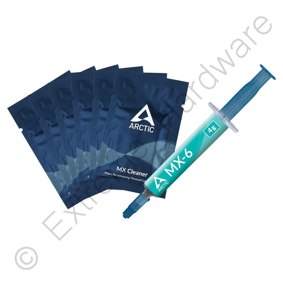 Arctic MX-6 Thermal Compound 4g Syringe and 6 MX Cleaner Wipes (ACTCP00084A)