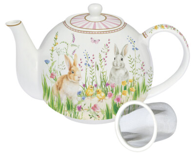 Teekanne HAPPY EASTER mit Hase für 1000ml aus Porzellan in Geschenkbox Easy Life