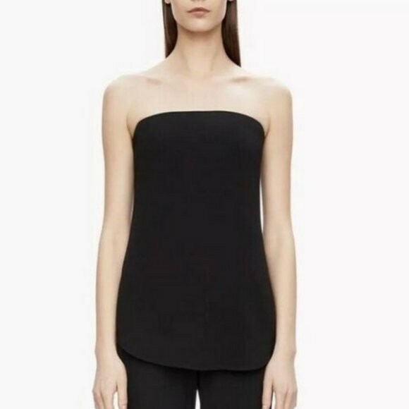 THEORY Black Zalballa Rosina Crepe Strapless Top Size 00