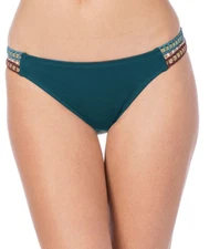 La Blanca Swimwear Running Stitch Hipster Bikini Bottoms Blue Size 12 2408