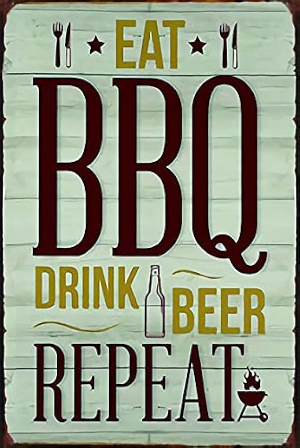 Vintage Metal Tin Sign for BBQ Beer Garage & Home Bar Decor