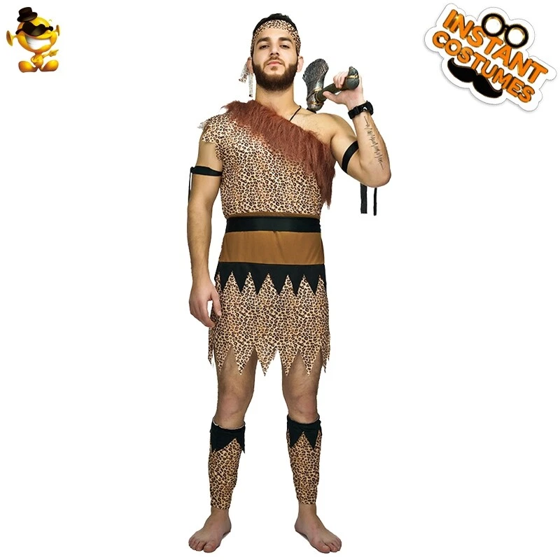  Взрослый Костюм Пещерного Человека Хэллоуин Косплей Древний Костюм Пещерного Человека Мужчины  - Изображение 3 из 4