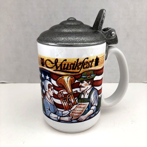 1984 Musikfest, Bethlehem, PA Ceramic Stein with Pewter Lid Made in