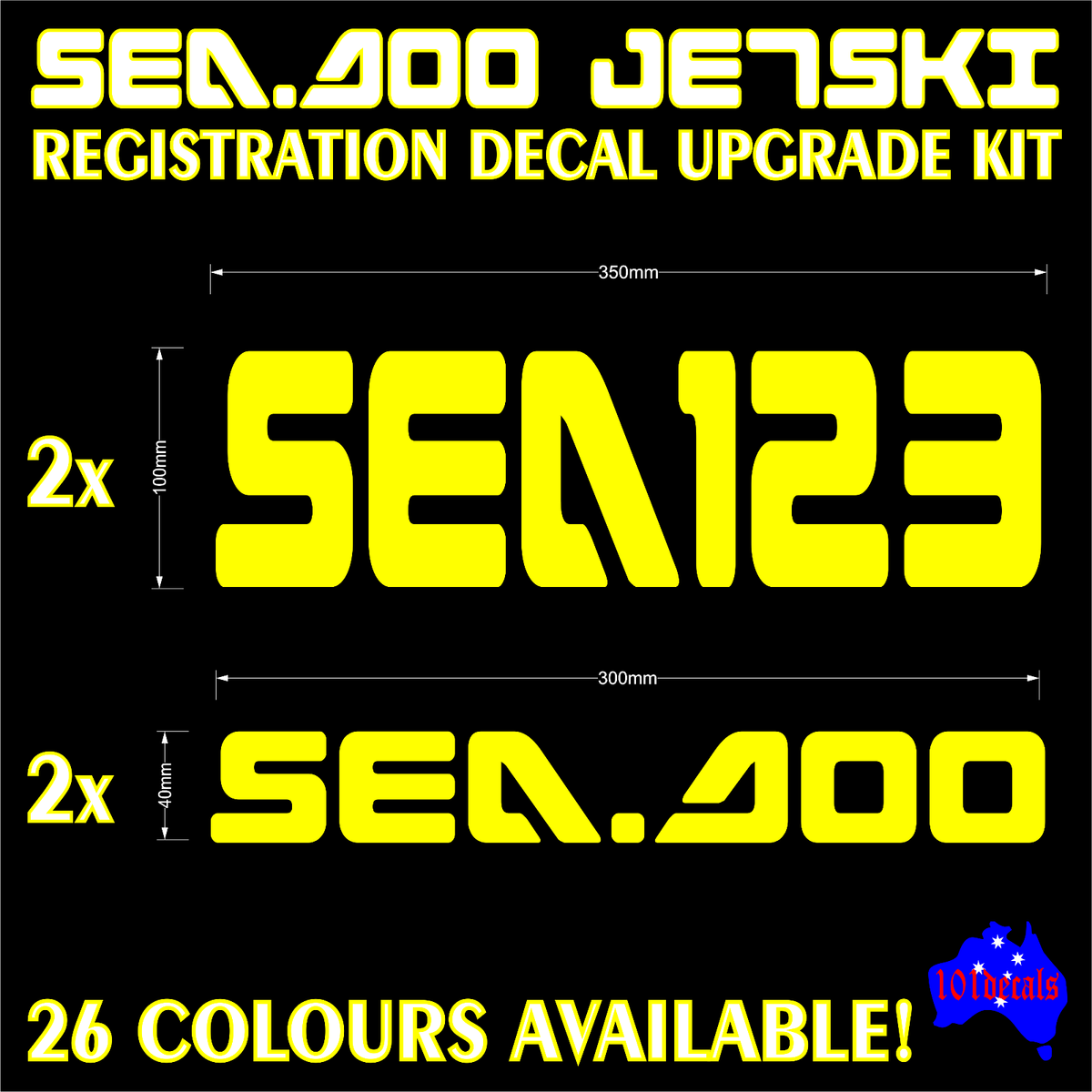 Decal sticker set & Registration rego numbers letters for SEA DOO