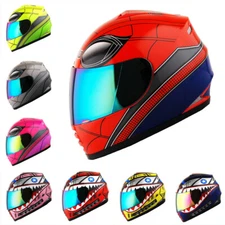 DOT Motorcycle Youth Full Face Helmet Kids Bike Shark Spider Black Blue Red Pink