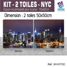 100x50cm Kit 2 Dipinti Stampa- Quadro Decorazione Parete New YORK-NY-01T2C
