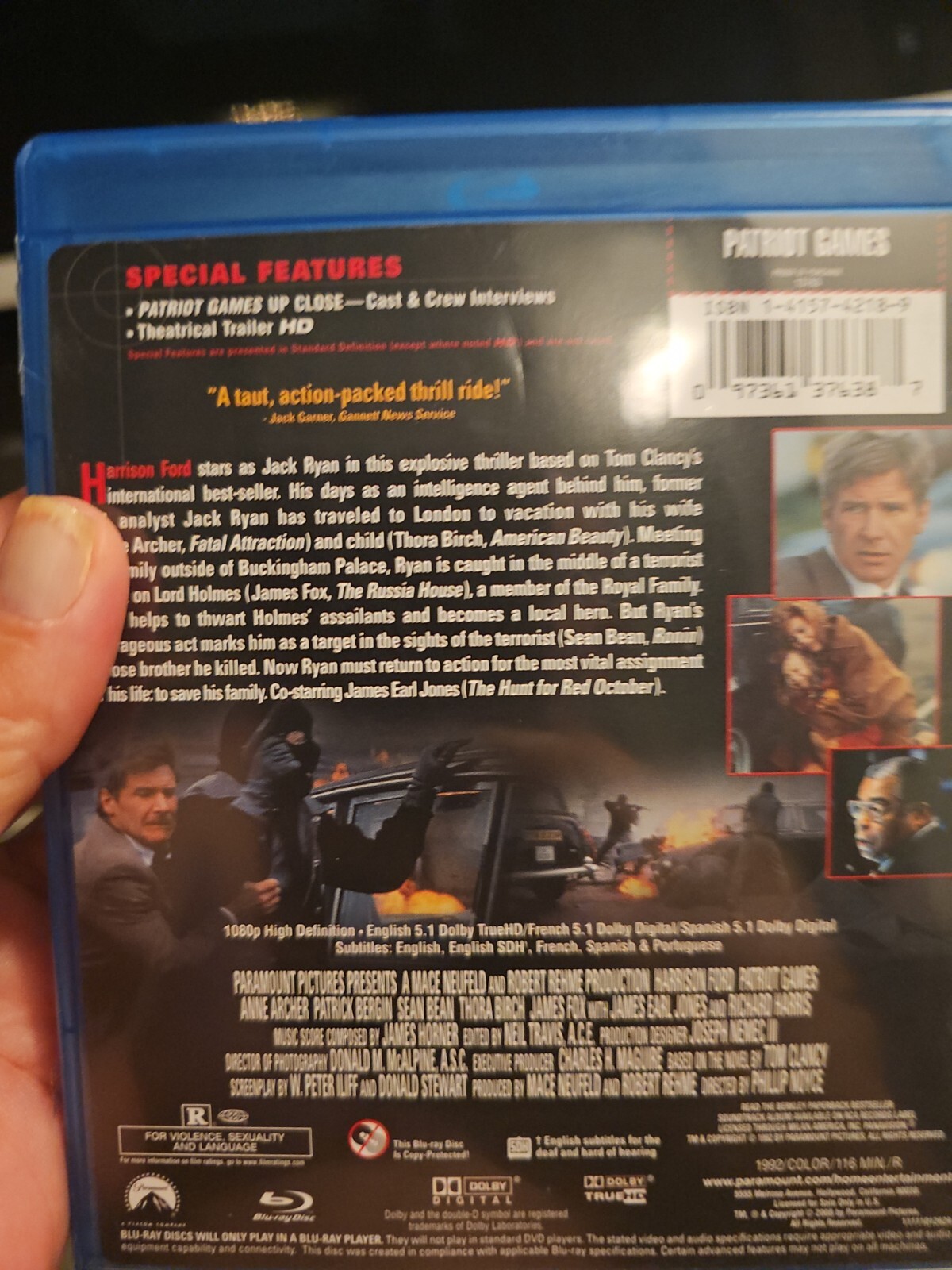 Patriot Games (Bluray, 1992) 97361376387 eBay