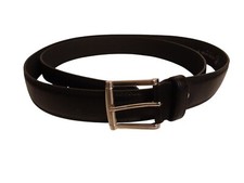Men's Plus Size Genuine Leather Belt Size 60 Black With Silver Buckle NWOT.