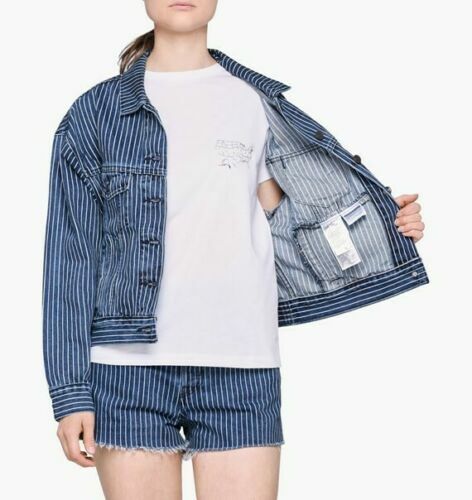 LEVIS x STRANGER THINGS Trucker Jean Jacket Pinstripe Slouchy