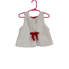 Tommy Bahama girls Faux fur vest with red mid section bow tie