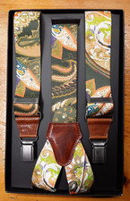 Paesley2.0 VER Print Brace in 36mm with Leather Inserts - 100 Made in Italy